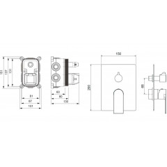 AQ1447MB ЛИРА смеситель для ванны 3 режима (внешняя и скрытая часть), матовый черный