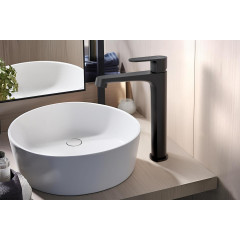 AQ1204MB ОБЕРОН смеситель для раковины высокий 240, без донного клапана, матовый черный