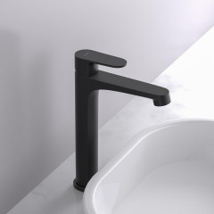 AQ1204MB ОБЕРОН смеситель для раковины высокий 240, без донного клапана, матовый черный