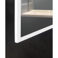 AQ7803B-MLC Алюминиевый зеркальный шкаф с подсветкой 800*700*133,крепеж. Две зерк.дверцы шириной 39,85см,антизапотевание, акрил. подсветка, петли BLUM