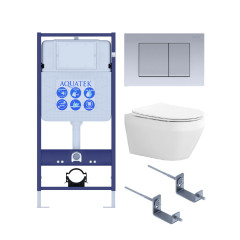 SET AQUATEK ЛЕЯ-011 4в1 (рама AQUATEK Standard INS-0000012+крепеж KKI-0000002+клавиша KDI-0000011+унитаз ЛЕЯ AQ1199-00 с тонким сиденьем soft-close)