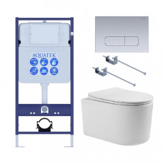 SET AQUATEK МИЯ 4в1 (рама AQUATEK Standard INS-0000012+ крепеж KKI-0000002+клавиша KDI-0000014+унитаз МИЯ AQ2004-00 с тонким сиденьем soft-close