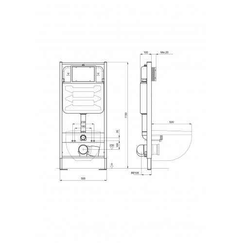 SET AQUATEK ВЕГА cmp-013 (рама AQUATEK Standard INS-0000012 с клавишей KDI-0000013 и крепежом KKI-0000002+унитаз ВЕГА AQ1904-00 с тонким сиденьем sc