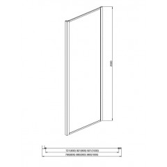 AQ ARI WA 09020GM Неподвижная душевая стенка 900x2000, для комбинации с дверью, профиль оружейная сталь, стекло прозрачное