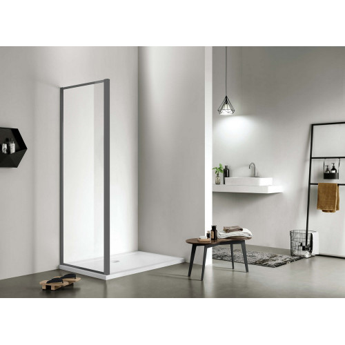 AQ ARI WA 09020GM Неподвижная душевая стенка 900x2000, для комбинации с дверью, профиль оружейная сталь, стекло прозрачное