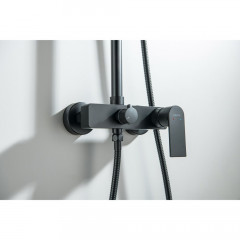 AQ2465MB ЛИРА душевая система (смеситель для душа) 250х250мм, матовый черный