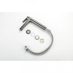 AQ1704BGM ЛУГАНО смеситель для раковины высокий 217, без донного клапана, оружейная сталь (шлиф. черный хром)