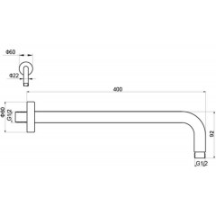 AQ2176CR держатель верхнего душа настенный 400 мм
