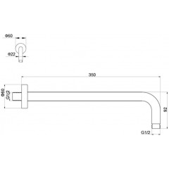 AQ2174MB держатель верхнего душа настенный 350 мм, матовый черный