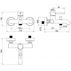 AQ1340CR ЕВРОПА смеситель для ванны
