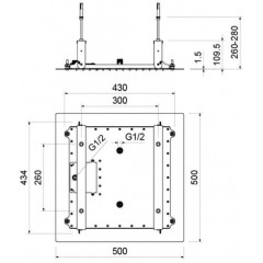 AQ2082CR верхний душ 500*500 мм, 2 jet (внешняя и скрытая часть)