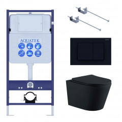 Set AQUATEK ВЕГА (рама AQUATEK Standard INS-0000012 с звукоиз.прокладкой+крепеж KKI-0000002+кнопкаKDI-0000012+унитаз ВЕГА AQ1905-MB с крышкой-сиденьем