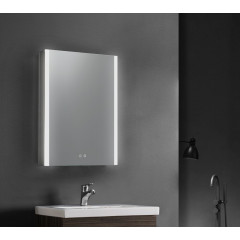 AQ7809-MLC Алюминиевый зеркальный шкаф с подсветкой 800*700*133,крепеж. Две зерк.дверцы шириной 39,85см,антизапотевание, акриловая подсветка