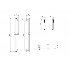 AQ2012BG ЕВРОПА душевой гарнитур 1jet 65 см, шлиф. золото