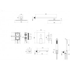 AQ1473MB ЛИРА Set 4 в 1 душевой комплект 3 режима, матовый черный