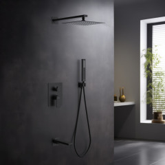 AQ1473MB ЛИРА Set 4 в 1 душевой комплект 3 режима, матовый черный