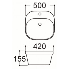 AQ5042-00 АМАДЕО раковина накладная 500*420*150