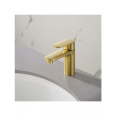 AQ1810BG НИКА смеситель для раковины 90 без донного клапана, шлиф.золото