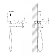 AQ1344BG ЕВРОПА смеситель для ванны встроенный (внешняя и скрытая часть), шлиф.золото