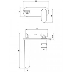 AQ1813MB НИКА смеситель для раковины настенный (внешняя и скрытая часть), матовый черный