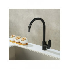 AQ1882MB НИКА смеситель для кухни (полукруглый излив), матовый черный