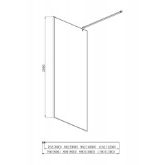 AQ WIW 08020BL Душевая перегородка Walk in с держателем 800x2000 профиль черный, стекло прозрачное