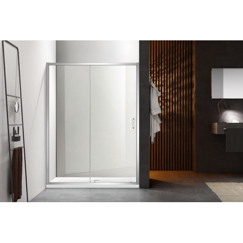 AQ ARI RA 12020CH Душевая дверь двухэлементная, раздвижная1200x2000 профиль хром, стекло прозрачное