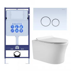 SET AQUATEK НИКА-015 4в1 (рама AQUATEK Standard INS-0000012+крепеж KKI-0000002+клавиша KDI-0000015+унитаз НИКА AQ2009-00 с тонким сиденьем soft-close)