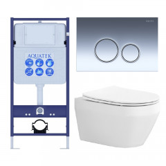 SET AQUATEK ЛЕЯ-018 4в1 (рама AQUATEK Standard INS-0000012+крепеж KKI-0000002+клавиша KDI-0000018+унитаз ЛЕЯ AQ1199-00 с тонким сиденьем soft-close)