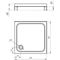 Душевой поддон (с ножками) из литого мрамора 90*90 квадратный, гладкое дно (продаем из наличия)
