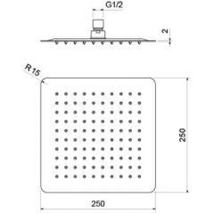 AQ2072MB квадратный верхний душ 250*250*2 мм, матовый черный
