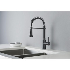 AQ1387MB ЕВРОПА смеситель для кухни 2 jet (профессиональный), матовый черный