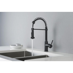 AQ1387MB ЕВРОПА смеситель для кухни 2 jet (профессиональный), матовый черный