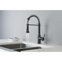 AQ1387MB ЕВРОПА смеситель для кухни 2 jet (профессиональный), матовый черный