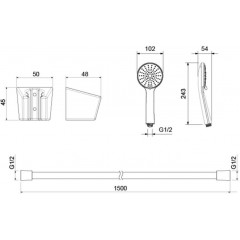 AQ2032CR БЕТТА душевой набор 100 3 jet