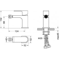 AQ1418MB ЛИРА смеситель для биде, матовый черный