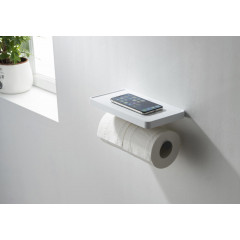 AQ4919MB ЕВРОПА бумагодержатель двойной с полкой, матовый черный