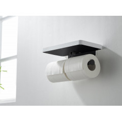 AQ4919MB ЕВРОПА бумагодержатель двойной с полкой, матовый черный