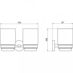 AQ4617BGM БЕТТА стакан с держателем двойной, оружейная сталь (шлиф. черный хром)