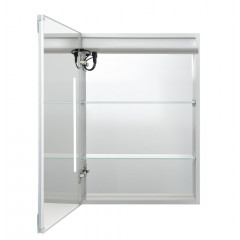 AQ7504-MLC Алюминиевый зеркальный шкаф с подсветкой 500*700*133,крепеж. Одна зеркальная дверца, две стекл.полки, круговая подсветка, антизапотевание