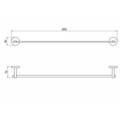 AQ4614BGM БЕТТА полотенцедержатель 600 мм, оружейная сталь (шлиф. черный хром)