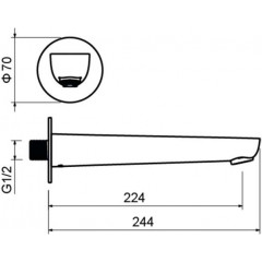 AQ1141MB БЕТТА излив для ванны 224 мм, матовый черный