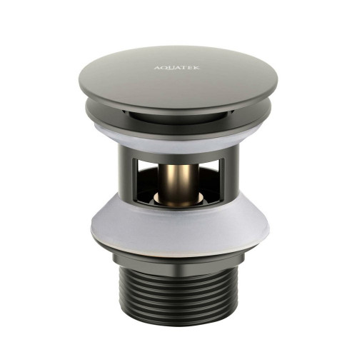 AQ6002BGM сливной набор для раковины Push-open с переливом, крышка круглая, оружейная сталь (шлиф. черный хром)