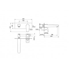 AQ1113BGM БЕТТА смеситель для раковины настенный (внешняя и скрытая часть), оружейная сталь (шлиф. черный хром)