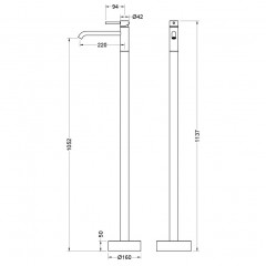 AQ1309BGM ЕВРОПА смеситель для раковины напольный, оружейная сталь (шлиф. черный хром)