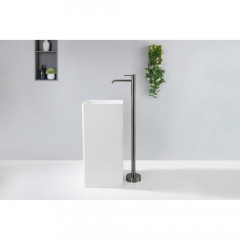 AQ1309BGM ЕВРОПА смеситель для раковины напольный, оружейная сталь (шлиф. черный хром)