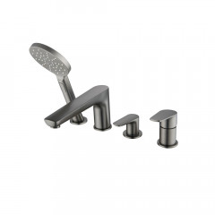 AQ1148BGM БЕТТА смеситель на борт ванны на 4 отв., оружейная сталь (шлиф. черный хром)