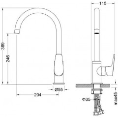 AQ1182MB БЕТТА смеситель для кухни, матовый черный