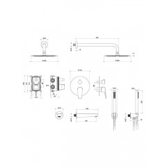AQ1173BGM БЕТТА Set 4 в 1 душевой комплект 3 режима, оружейная сталь (шлиф. черный хром)