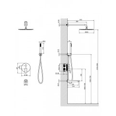 AQ1173BGM БЕТТА Set 4 в 1 душевой комплект 3 режима, оружейная сталь (шлиф. черный хром)